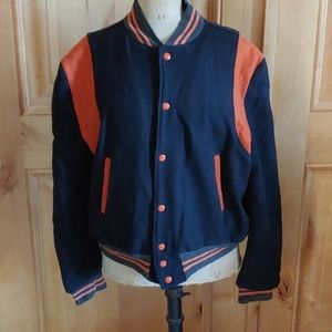 Vintage Black & Orange Wool Varsity Jacket